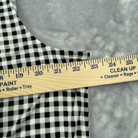 CJ Banks Tank Top Womens 1X Black White Gingham Mesh Embroidered Lace Overlay - Picture 8 of 16